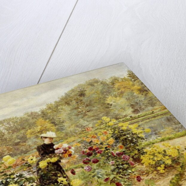 An Elegant Woman in a Rose Garden by Marie Francois Firmin-Girard