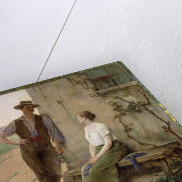 Peasant Couple in a Farmyard, 1889 by Henri Adrien Tanoux