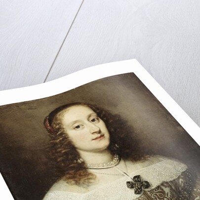 Portrait of a Lady, half-length, wearing a gold embroidered gown by Justus Sustermans