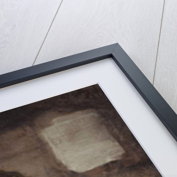 A Soldier, standing three-quarter length, buckling his belt by Willem Drost