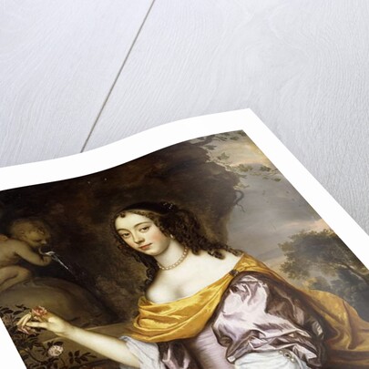 Portrait of a Lady, standing three-quarter length, wearing a Lavender Silk Dress and a Yellow Shawl by Jan Mytens