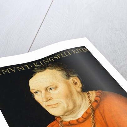 Portrait of Sigmunt Kingsfelt, half-length, wearing a red costume by Lucas the Elder Cranach