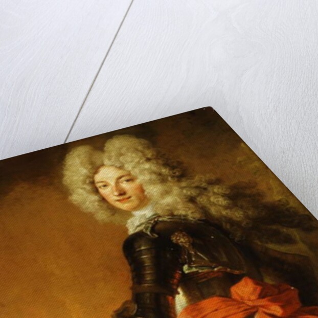 Portrait of Maximilien-Philippe de Recourt de Lens et de Licques, Count de Ruppelmonde, standing three-quarter length, in ceremonial Armour by Nicolas de Largilliere