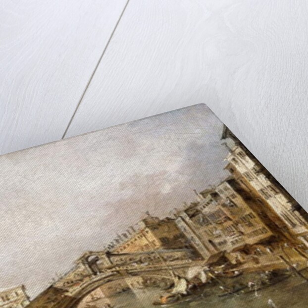 The Rialto Bridge, Venice, with Gondolas in the foreground by Francesco Guardi