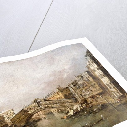 The Rialto Bridge, Venice, with Gondolas in the foreground by Francesco Guardi