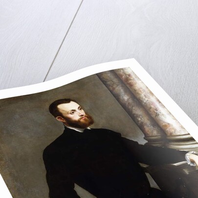 Portrait of a Gentleman, Standing three-quarter length, wearing a black costume and holding a book by Bernardino Campi