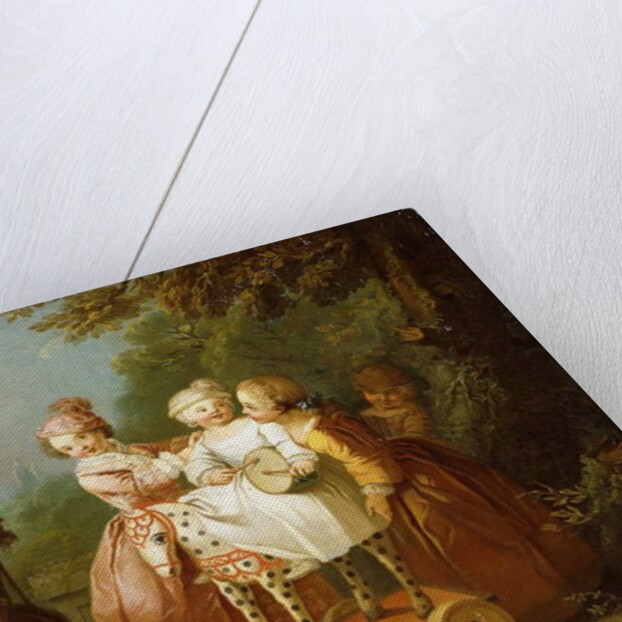 A Young Boy on a Hobbyhorse, with other Children Playing in a Garden by Philippe Mercier