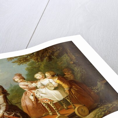 A Young Boy on a Hobbyhorse, with other Children Playing in a Garden by Philippe Mercier