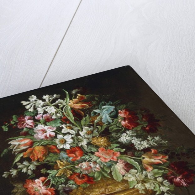 Flowers in a Sculpted Urn on a Draped Stone Pedestal by Andrea the Elder Scacciati