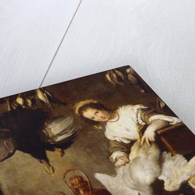 La Cuoca - A Kitchen Maid Plucking a Goose in an Interior by Bernardo Strozzi