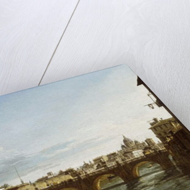 A View of Rome looking West, with Boats along the Tiber and the Castel Saint'Angelo in the distance by Bernardo Bellotto