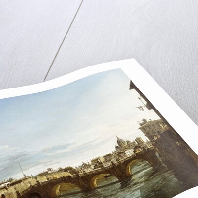 A View of Rome looking West, with Boats along the Tiber and the Castel Saint'Angelo in the distance by Bernardo Bellotto