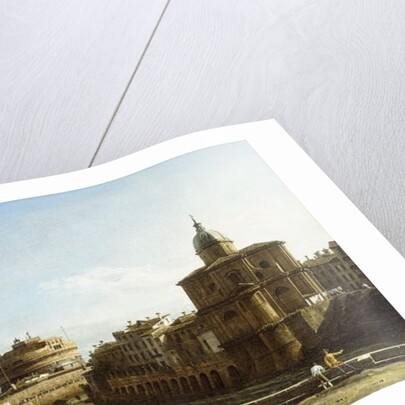 A View of Rome along the Tiber, with the Church of San Giovanni dei Fiorentini beyond by Bernardo Bellotto