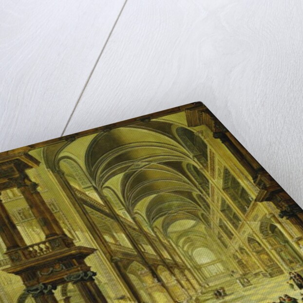 An Imaginary Church Interior with Figures by Christian Stocklin