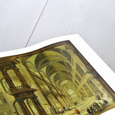 An Imaginary Church Interior with Figures by Christian Stocklin