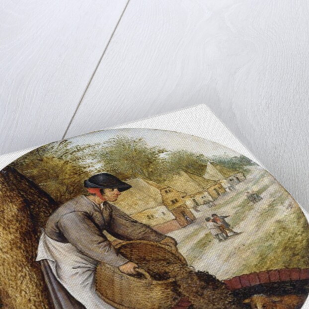 A Proverb - To Fill up the Well After the Calf has Drowned, by Pieter the Younger Brueghel