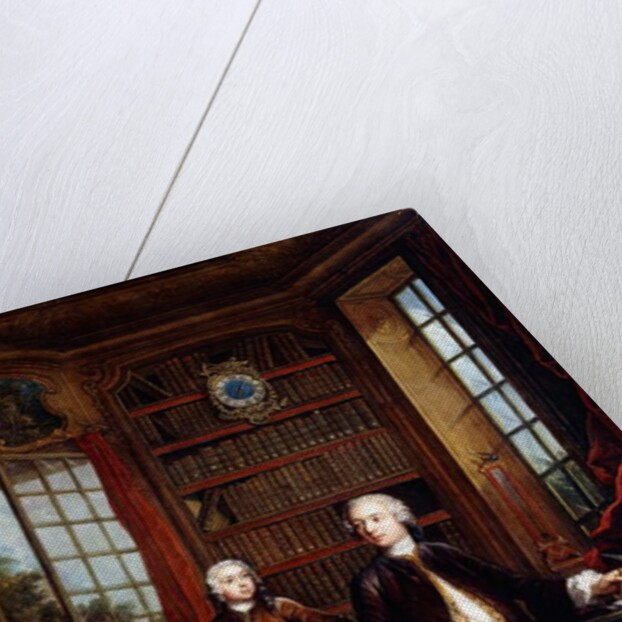 Portrait of the Artist's Son with his Teacher, said to be the Artist Jean Baptiste de Courtonne the Younger, in a Library by Jacques de Lajoue