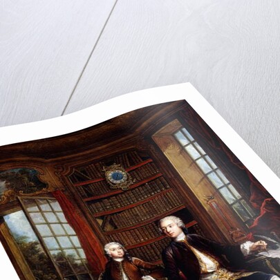 Portrait of the Artist's Son with his Teacher, said to be the Artist Jean Baptiste de Courtonne the Younger, in a Library by Jacques de Lajoue