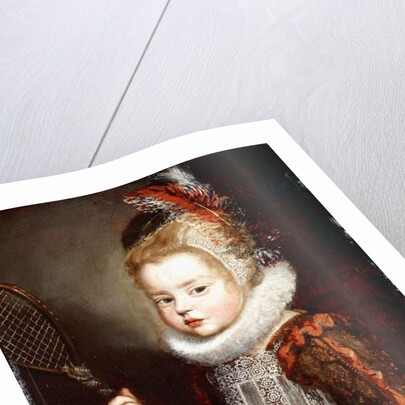 Portrait of a Girl, half length, holding a Tennis Racquet by Cornelis de Vos