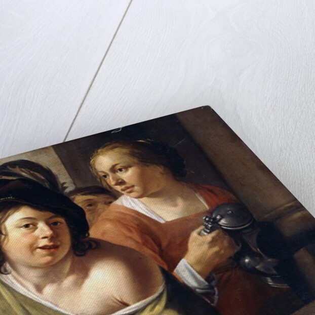 A Young Toper and a Serving Maid Drinking on a Balcony by Jan Gerritsz. van Bronckhorst