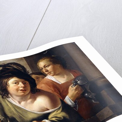 A Young Toper and a Serving Maid Drinking on a Balcony by Jan Gerritsz. van Bronckhorst