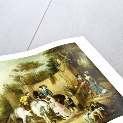 A Hawking Party Setting Out from the Steps of a Country House, 1828 by Francis Calcraft Turner