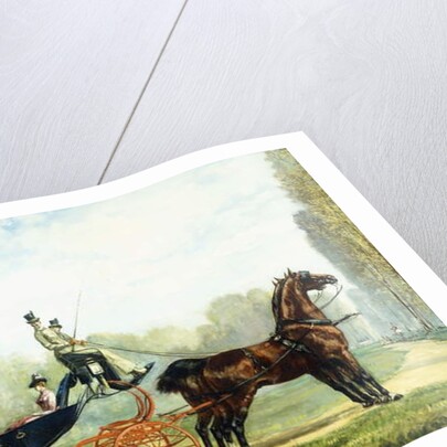 A Horse-Drawn Carriage in a Park with a Hunt Beyond by S. Normand