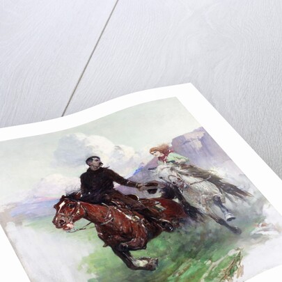 Riding Hard with Two Shooters, 1919 by Frank Tenney Johnson