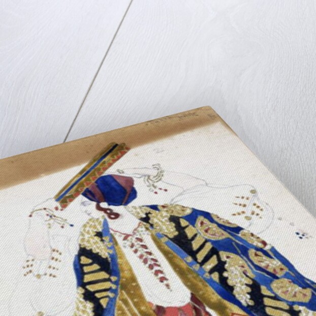 Costume design for a male dancer in 'Danse Juive', wearing knickerbockers and a turban, playing a tambourine by Leon Bakst