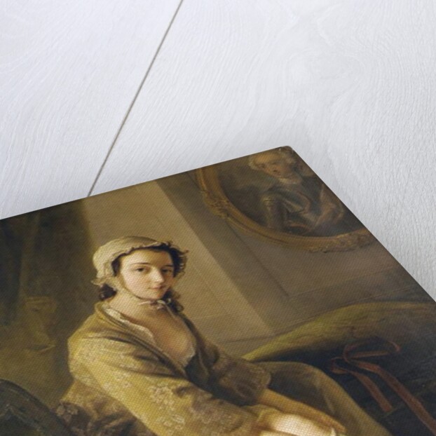 Young woman in a fawn dress by Philippe Mercier