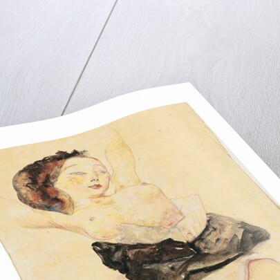 Young girl reclining, half nude, 1912 by Egon Schiele