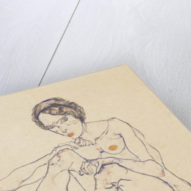 Seated female nude, 1914 by Egon Schiele