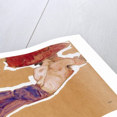 Reclining Semi-Nude with Red Hat, 1910 by Egon Schiele