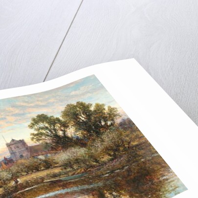 Sheep grazing before Wrotham Church, twilight by Alfred Augustus Glendening