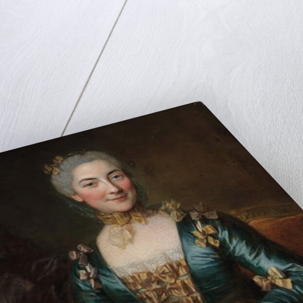 Portrait of a lady playing a hurdy-gurdy by Donat (attr. to) Nonotte