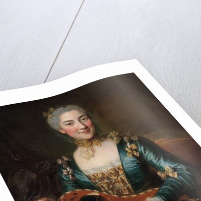 Portrait of a lady playing a hurdy-gurdy by Donat (attr. to) Nonotte