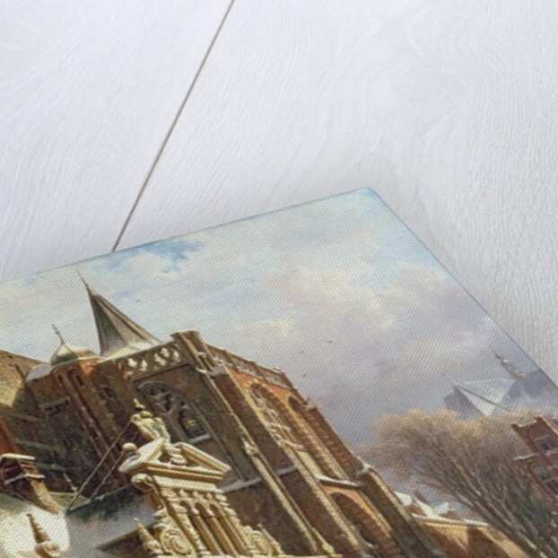 View of the Hoofdwacht and the Grote Kerk, Zwolle by Cornelius Springer