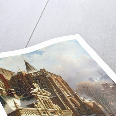 View of the Hoofdwacht and the Grote Kerk, Zwolle by Cornelius Springer