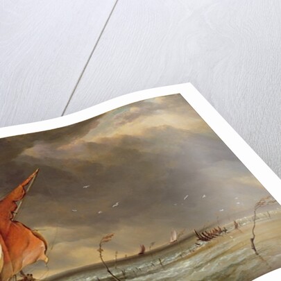 A Dutch Galliot aground on a sandbank on the Bies Bosch, Holland, 1878 by Edward William Cooke