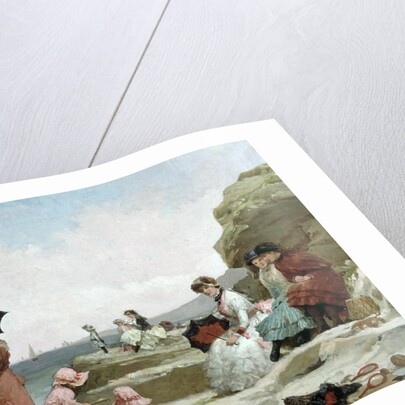 Seascape, Figures on the Beach, c.1870 by V. Chavigny