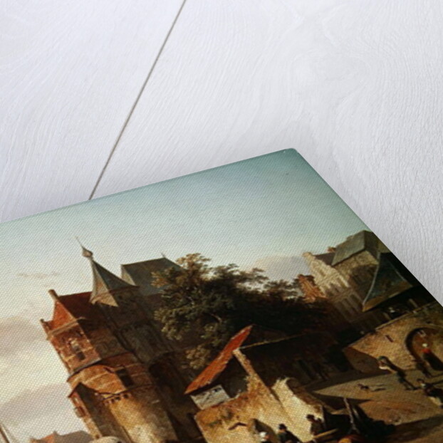 Dutch Scene: Fortified Buildings on the Banks of a Canal by Cornelius Springer