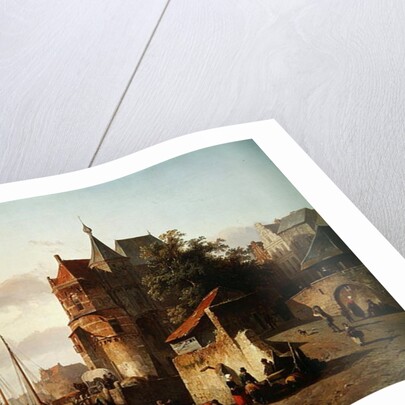 Dutch Scene: Fortified Buildings on the Banks of a Canal by Cornelius Springer
