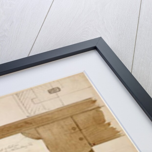 Design for a dining table in English oak, darkened, with a hayrake stretcher, 2nd October 1908 by Ernest William Gimson