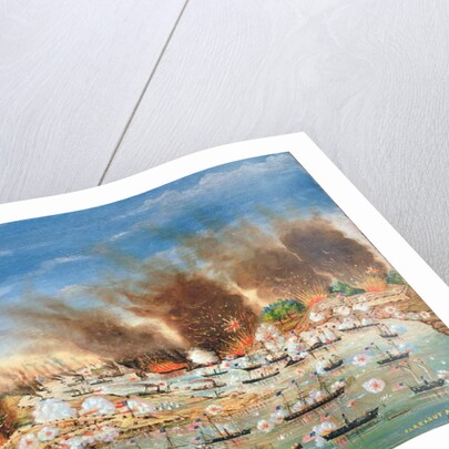 Farragut's fleet passing Fort Jackson and Fort St. Philip, 1862 by J. Joffray