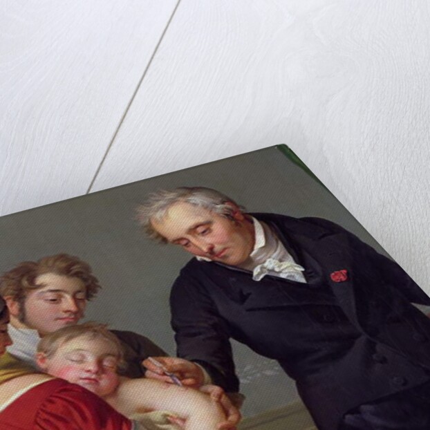 Baron Jean Louis Alibert performing the vaccination against smallpox in the Chateau of Liancourt, c. 1820 by Constant Joseph Desbordes