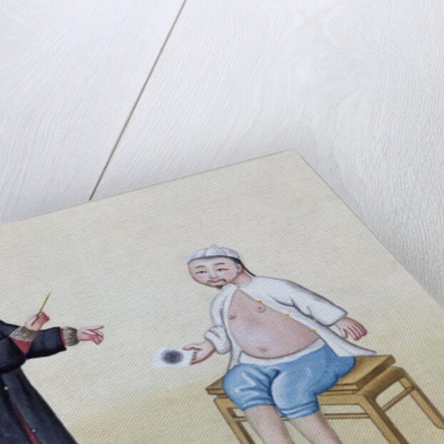 An Acupuncturist with his patient, c.1785 by School Chinese