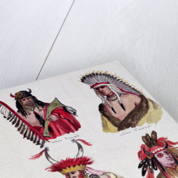 Portraits of Six American Indians from the Sioux, Renard, Pawnee, Creek, Otto and Chippewa Tribes, 1861 by Baron Dudevant Jean Francois Maurice Sand