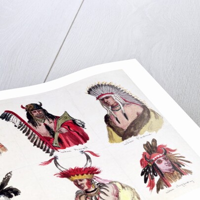 Portraits of Six American Indians from the Sioux, Renard, Pawnee, Creek, Otto and Chippewa Tribes, 1861 by Baron Dudevant Jean Francois Maurice Sand