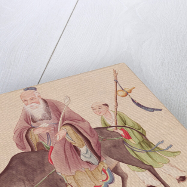 Lao-Tzu on his buffalo, followed by a disciple by School Chinese