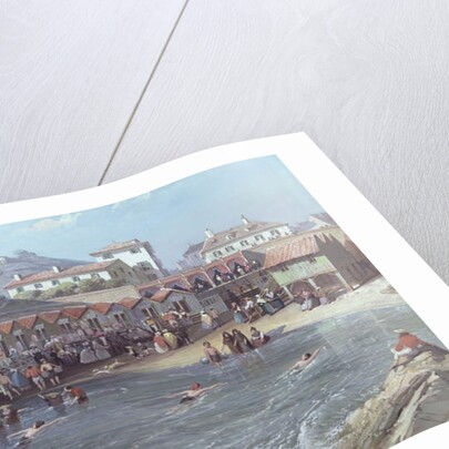 The Beginning of Sea Swimming in the Old Port of Biarritz, 1858 by Jean Jacques Alban de Lesgallery